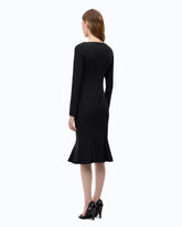 Eng anliegendes Midikleid mit Herzausschnitt und Rüschen - Schwarz | Pinko