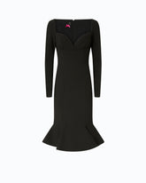 Eng anliegendes Midikleid mit Herzausschnitt und Rüschen - Schwarz | Pinko