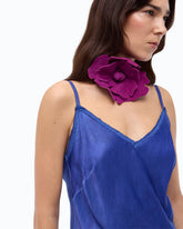 Robe nuisette longue en satin - Bleu | Pinko