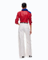 Wide-leg trousers with feathers and rhinestones - White | Pinko