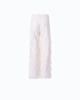 Wide-leg trousers with feathers and rhinestones - White | Pinko