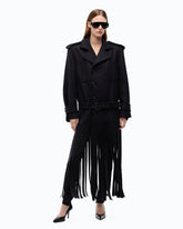 Coat in wool-blend cloth with fringing - | Pinko