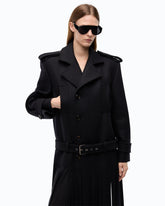 Coat in wool-blend cloth with fringing - | Pinko