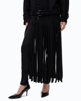 Coat in wool-blend cloth with fringing - | Pinko