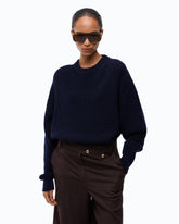 Pull en laine côtelée - Bleu foncé | Pinko