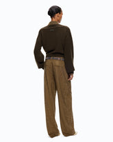 Cropped wool sweater with balloon sleeves - Military Green | Pinko