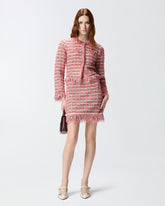 Giacca cropped in stuoia e maglia sfrangiata - Multicolor Rosa-Nero | Pinko