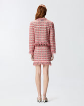 Giacca cropped in stuoia e maglia sfrangiata - Multicolor Rosa-Nero | Pinko