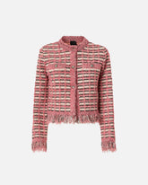 Giacca cropped in stuoia e maglia sfrangiata - Multicolor Rosa-Nero | Pinko