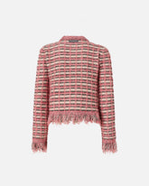 Giacca cropped in stuoia e maglia sfrangiata - Multicolor Rosa-Nero | Pinko