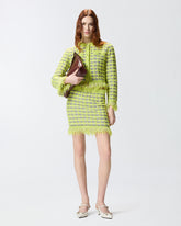 Mini skirt in basketweave and frayed knit - | Pinko