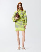 Mini-jupe en natté et maille effrangée - | Pinko
