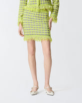Mini-jupe en natté et maille effrangée - | Pinko
