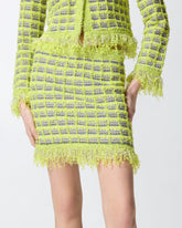 Mini skirt in basketweave and frayed knit - | Pinko