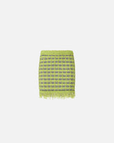 Mini-jupe en natté et maille effrangée - | Pinko
