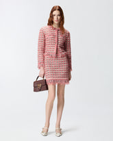 Mini skirt in basketweave and frayed knit - | Pinko