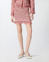 Mini skirt in basketweave and frayed knit - | Pinko
