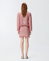 Mini-jupe en natté et maille effrangée - | Pinko
