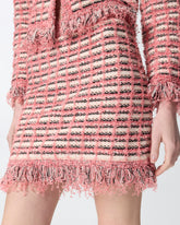 Mini-jupe en natté et maille effrangée - | Pinko