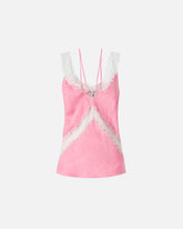 Spotted lingerie top with lace - Pink | Pinko