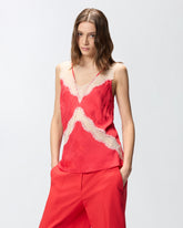 Spotted lingerie top with lace - Red | Pinko
