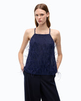 Top fluido con piume - Blu | Pinko