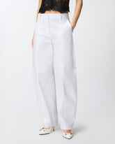 Pantaloni barrel-fit in cotone stretch - | Pinko