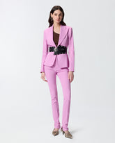 Linen-blend trousers with adjustable hem slit detail - | Pinko