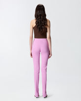 Linen-blend trousers with adjustable hem slit detail - | Pinko