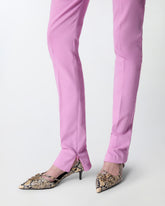 Linen-blend trousers with adjustable hem slit detail - | Pinko