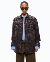 Overshirt con motivo camouflage e dettagli gioiello - Multicolor Verde-Nero | Pinko