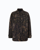 Overshirt con motivo camouflage e dettagli gioiello - Multicolor Verde-Nero | Pinko