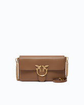 Medium Love One Slouchy crossbody bag in smooth leather - Brown | Pinko