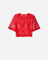 Cropped lace t-shirt - | Pinko