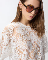 Maglia cropped in pizzo - | Pinko