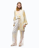 Kimono in satin dal colore sfumato con cintura - | Pinko