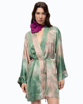 Kimono in satin dal colore sfumato con cintura - | Pinko