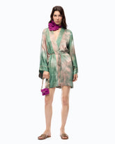 Kimono in satin dal colore sfumato con cintura - | Pinko