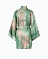 Kimono in satin dal colore sfumato con cintura - | Pinko