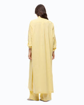 Abito chemisier lungo a righe con ricami floreali - | Pinko