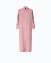 Abito chemisier lungo a righe con ricami floreali - | Pinko