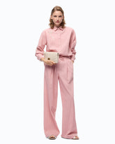 Camicia in tessuto a righe con ricami floreali - | Pinko