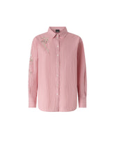 Camicia in tessuto a righe con ricami floreali - | Pinko