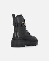 Combat Boots aus Leder mit Logo-Riemchen vorne - | Pinko
