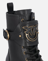Combat Boots aus Leder mit Logo-Riemchen vorne - | Pinko