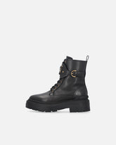 Combat Boots aus Leder mit Logo-Riemchen vorne - | Pinko