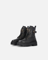 Combat Boots aus Leder mit Logo-Riemchen vorne - | Pinko