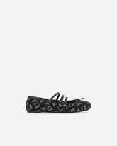 Monogram ballet flats with rhinestones and bow at the toe - | Pinko
