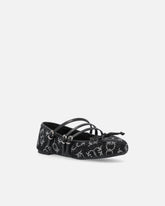 Monogram ballet flats with rhinestones and bow at the toe - | Pinko