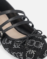 Monogram ballet flats with rhinestones and bow at the toe - | Pinko